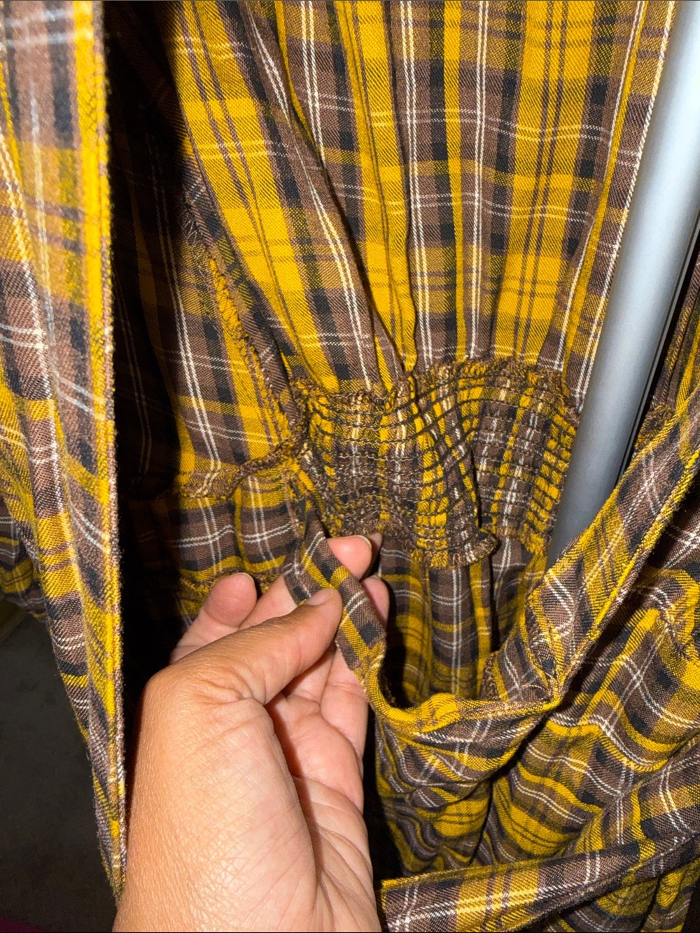 Anthropologie Yellow and Black Plaid Maxi Wrap Dress - Picture 8 of 12